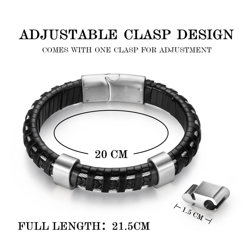 RAINSO Leather Powerful Magnetic Bracelet for Mens