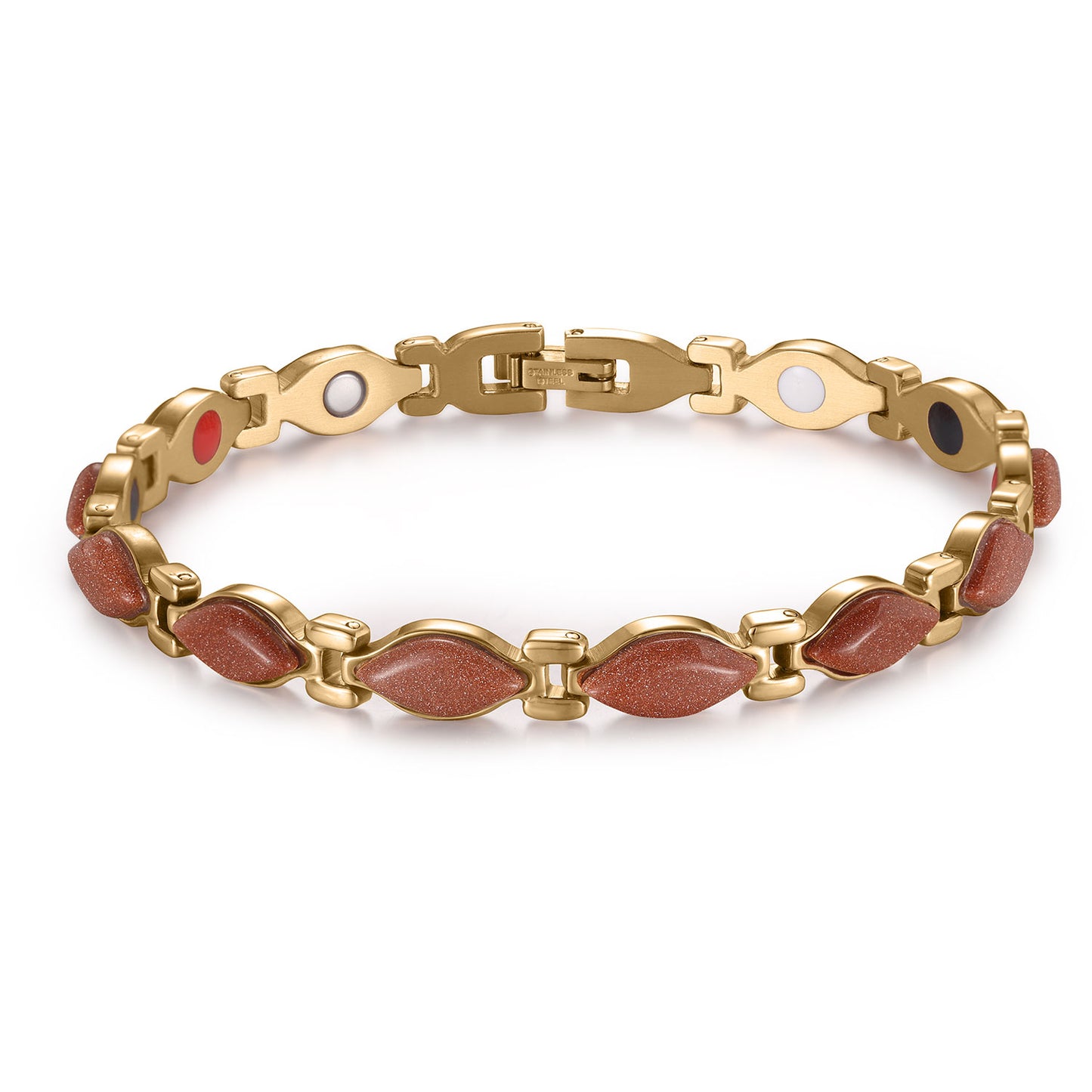 RainSo Powerful Women's Gold Stone Magnetic Therapy Bracelet