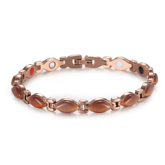 RainSo Powerful Women's Rose Gold Stone Magnetic Therapy Bracelet
