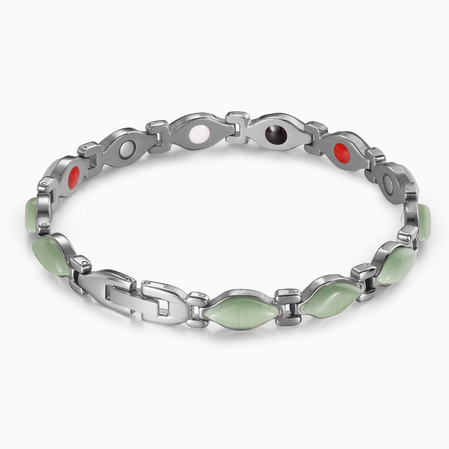 RainSo Powerful Women's Silver Stone Magnetic Therapy Bracelet