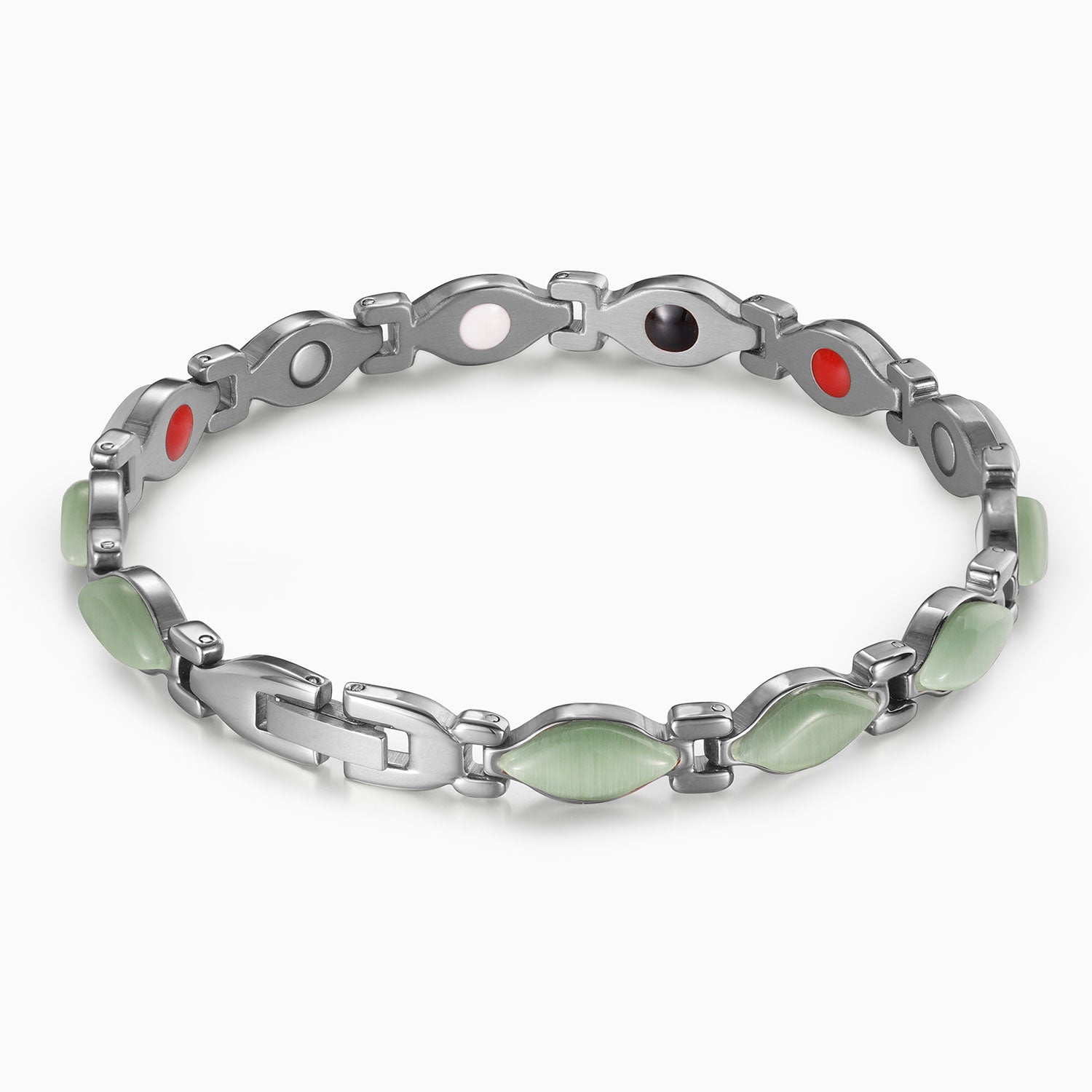 RainSo Powerful Women's Silver Stone Magnetic Therapy Bracelet