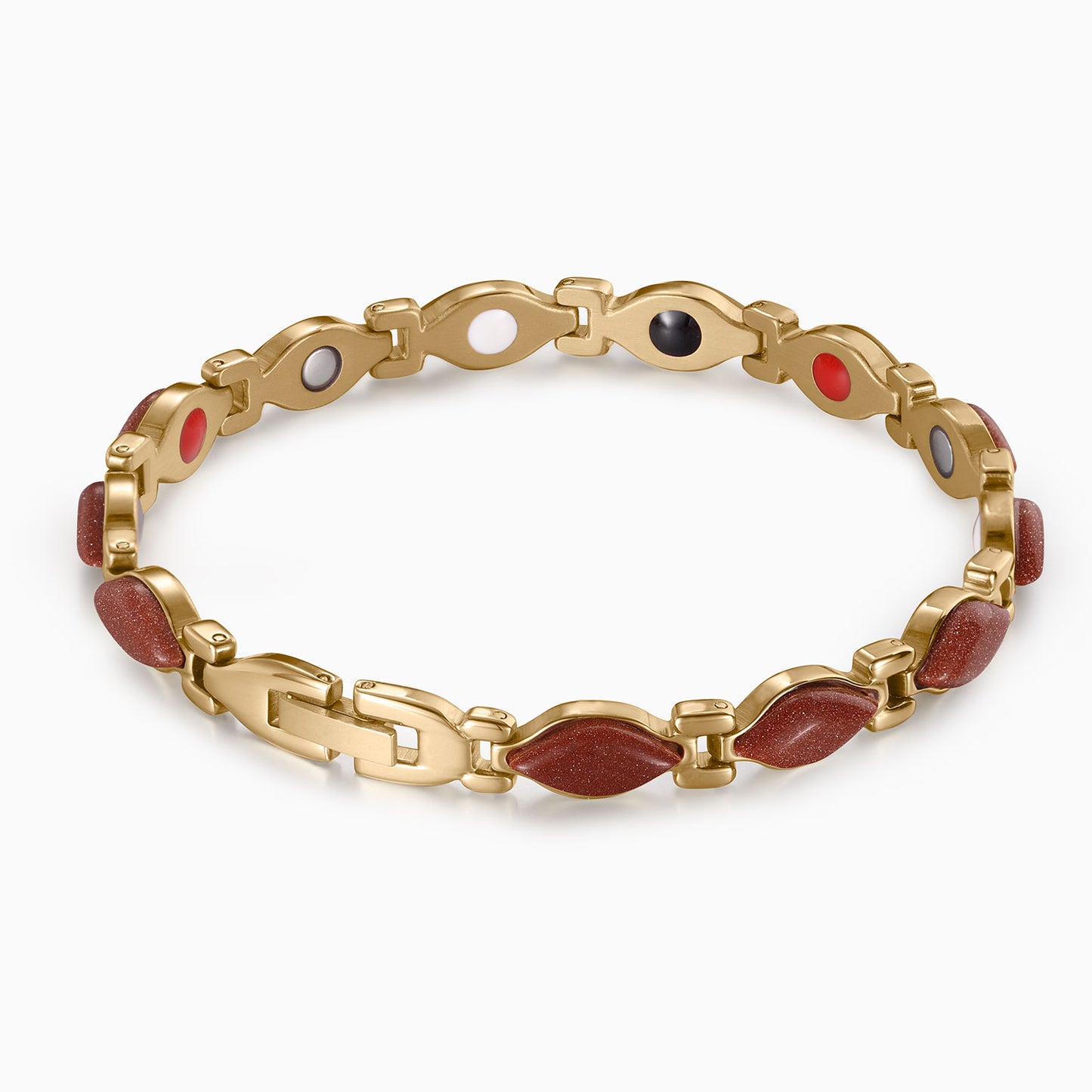 RainSo Powerful Women's Gold Stone Magnetic Therapy Bracelet