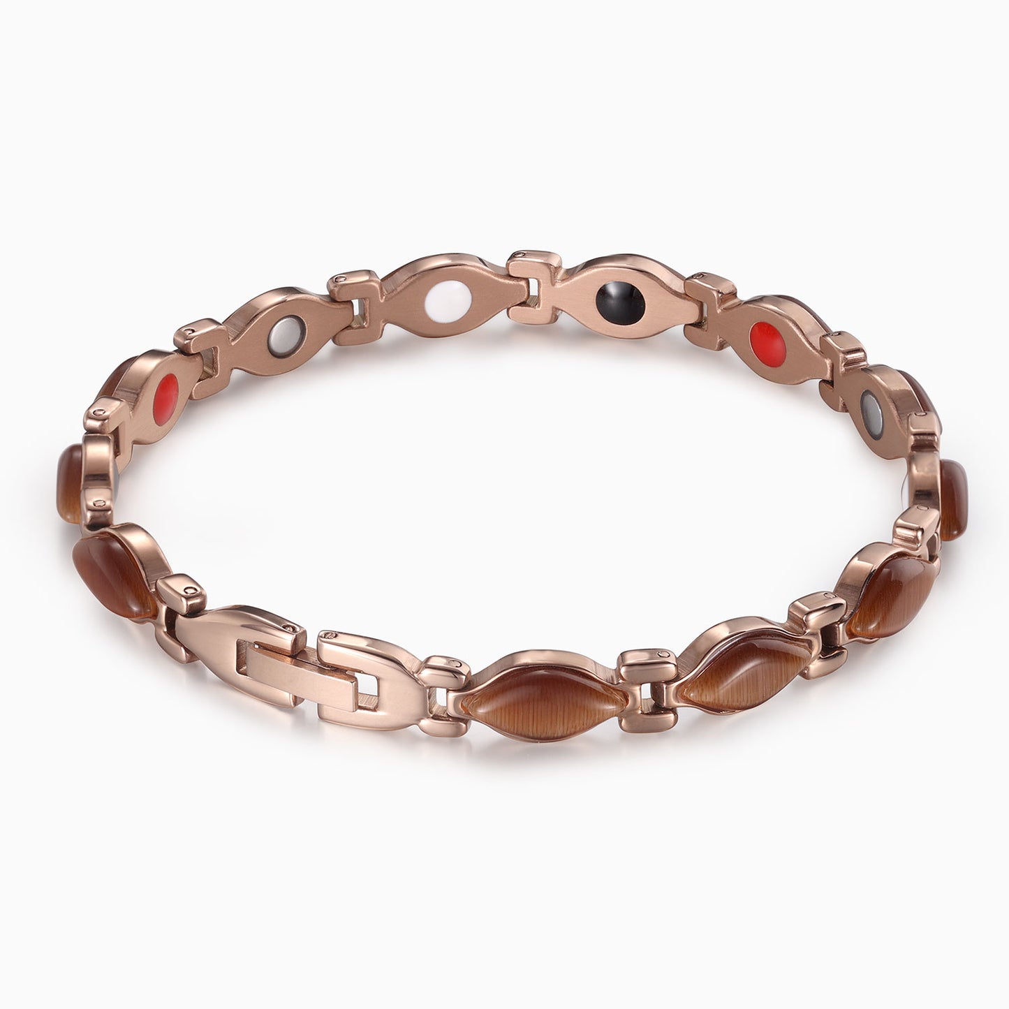 RainSo Powerful Women's Rose Gold Stone Magnetic Therapy Bracelet