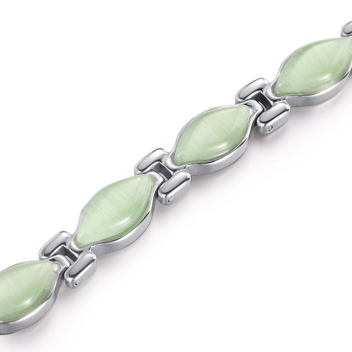 RainSo Powerful Women's Silver Stone Magnetic Therapy Bracelet