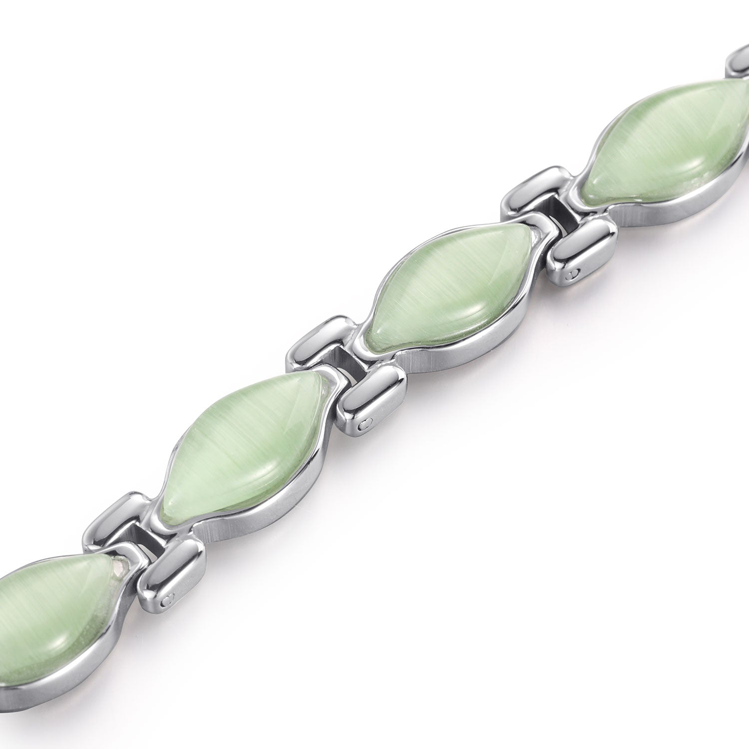 RainSo Powerful Women's Silver Stone Magnetic Therapy Bracelet