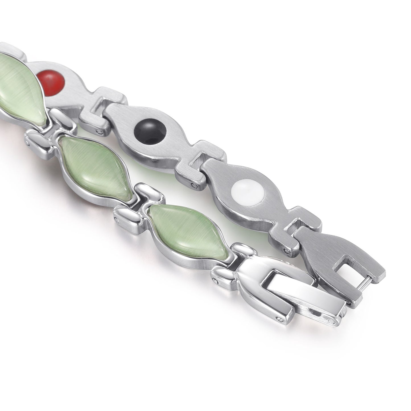 RainSo Powerful Women's Silver Stone Magnetic Therapy Bracelet