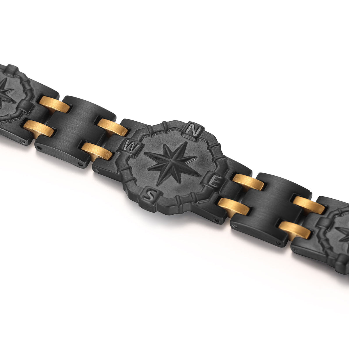RainSo Men's Strength 3800 Gauss Magnetic Bracelet-Nautical Design (Black Glod)