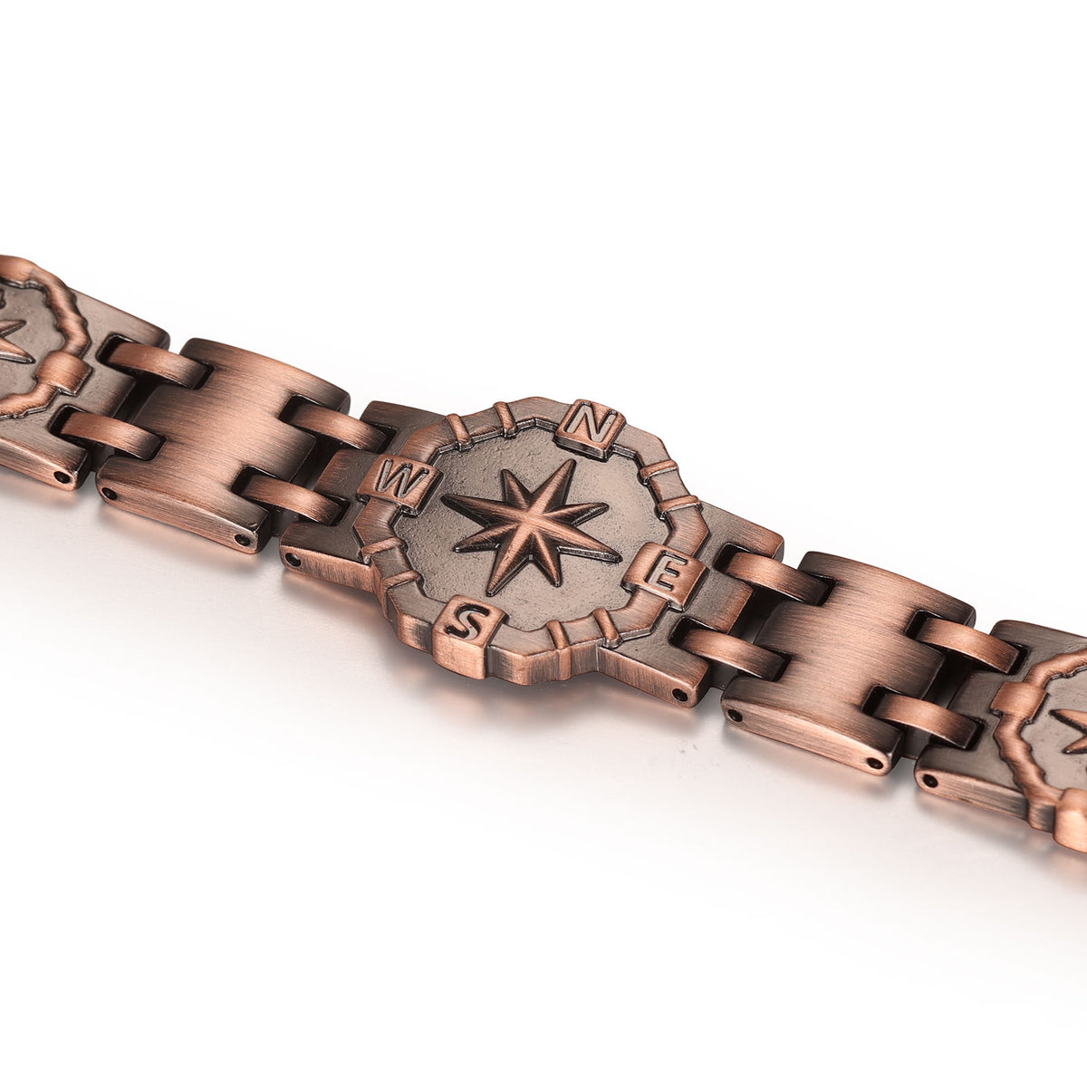 RainSo Strength 3800 Gauss Copper Magnetic Bracelet-Eight-Pointed Star Compass Design