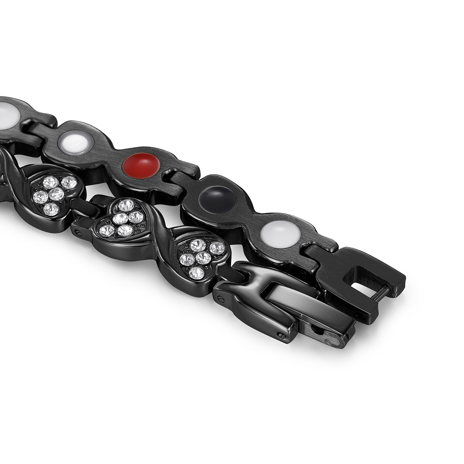RainSo Powerful Women's Black Crystal Magnetic Therapy Bracelet