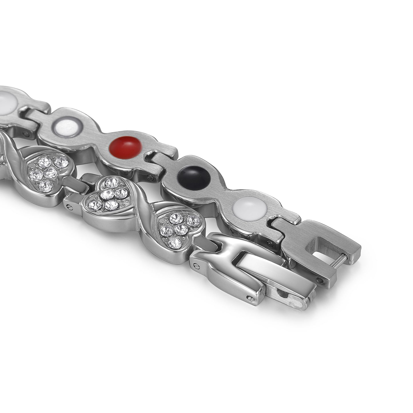 RainSo Powerful Women's Silver Crystal Magnetic Therapy Bracelet