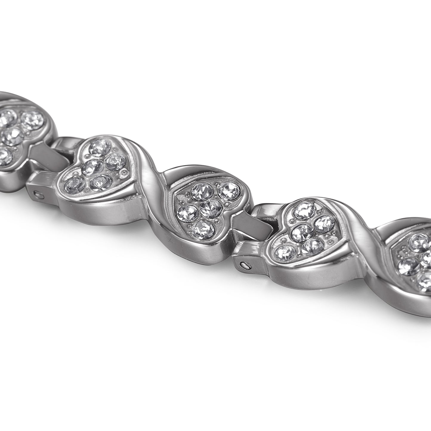 RainSo Powerful Women's Silver Crystal Magnetic Therapy Bracelet