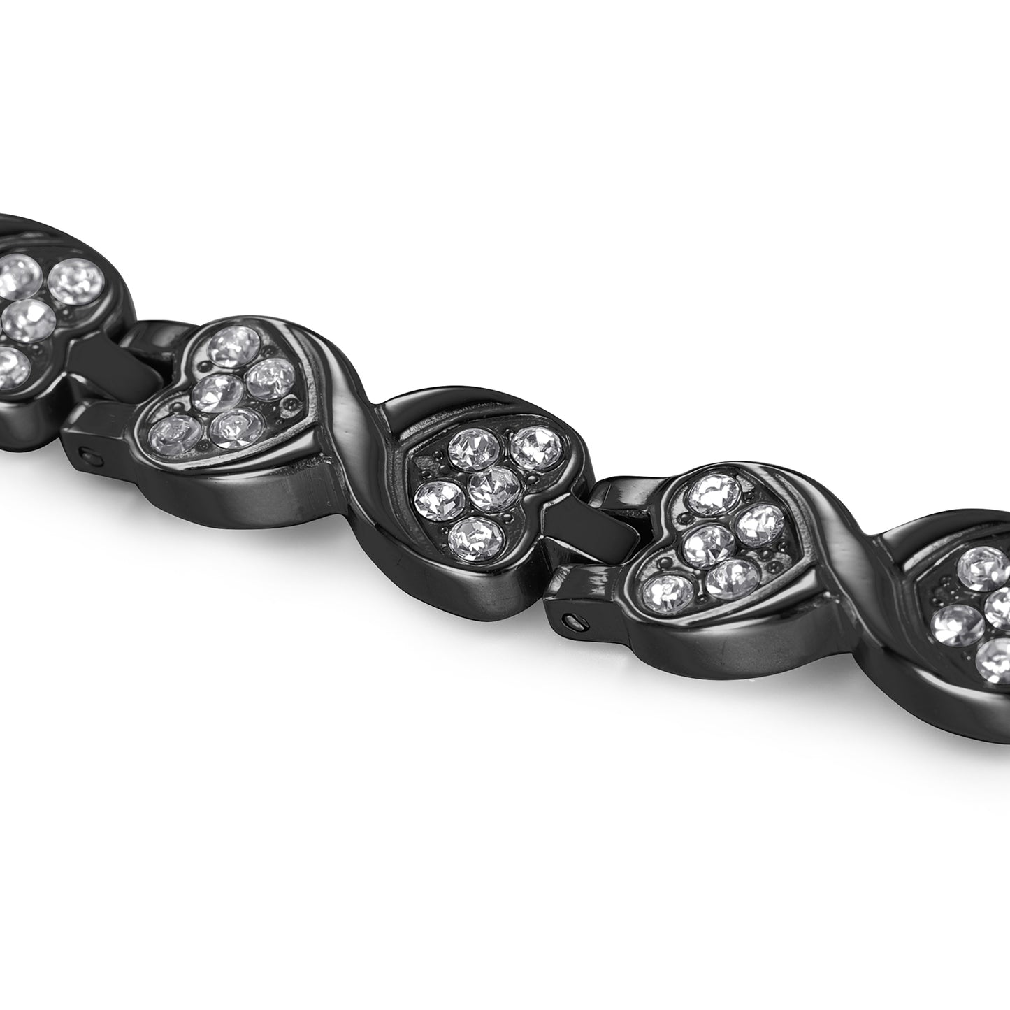 RainSo Powerful Women's Black Crystal Magnetic Therapy Bracelet