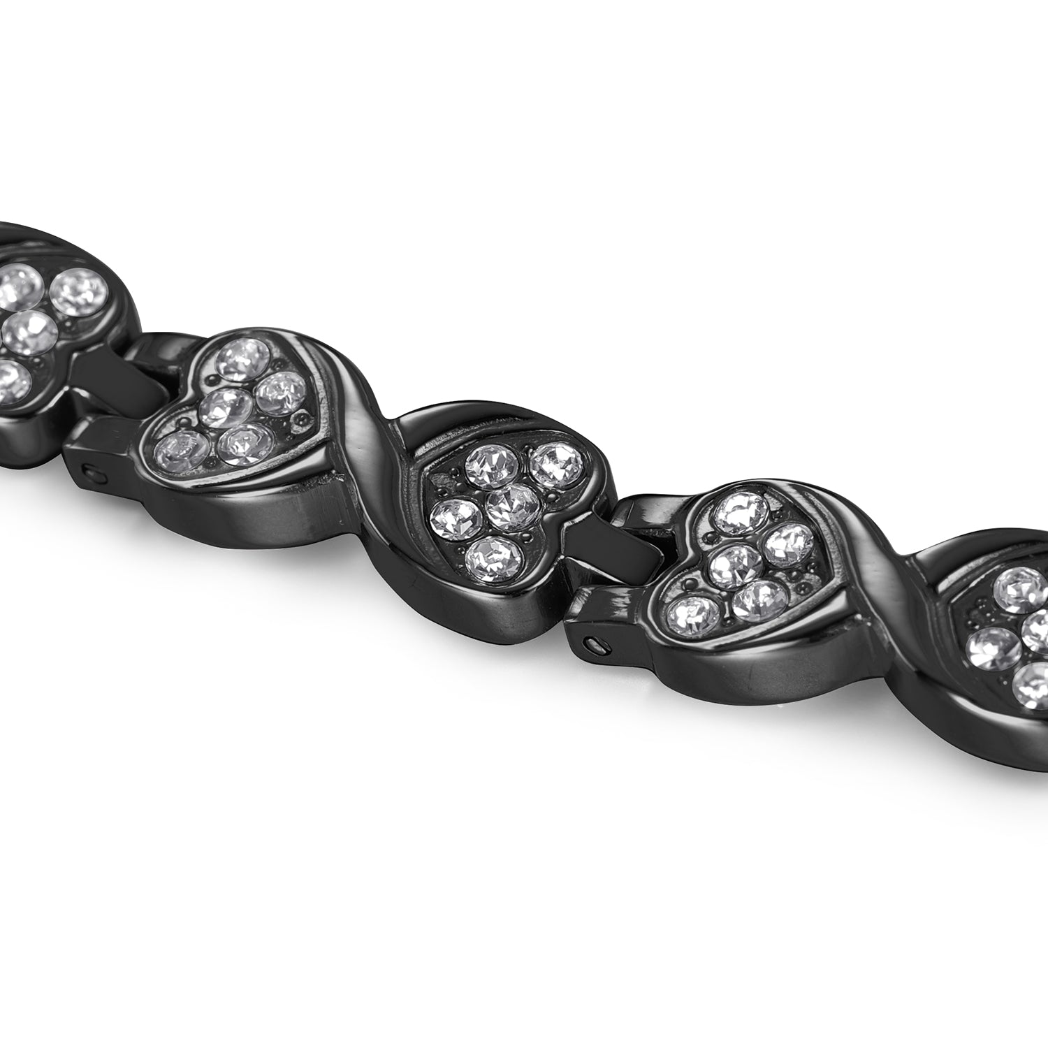 RainSo Powerful Women's Black Crystal Magnetic Therapy Bracelet