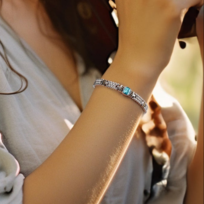 RainSo Powerful Women Blue Crystal Magnetic Therapy Bracelet