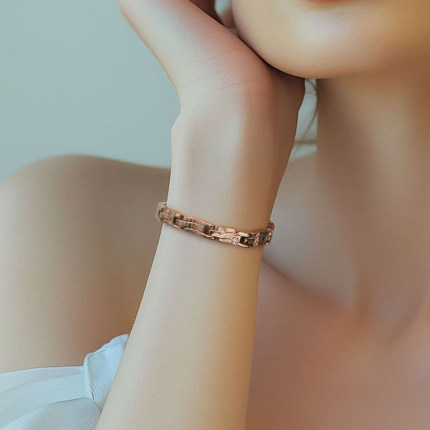 RainSo Women Ultra Strength Magnetic Bracelet Meteor Shower Design #Rose Gold