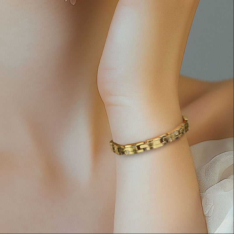RainSo Women Ultra Strength Magnetic Bracelet Meteor Shower Design #Gold