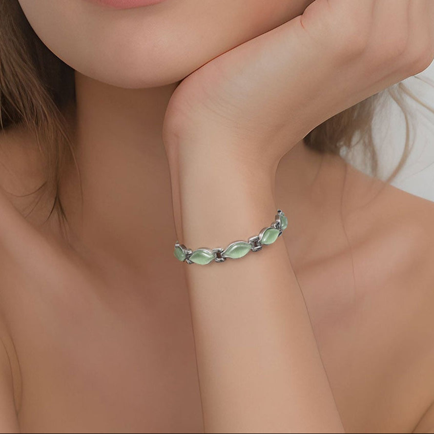 RainSo Powerful Women's Silver Stone Magnetic Therapy Bracelet