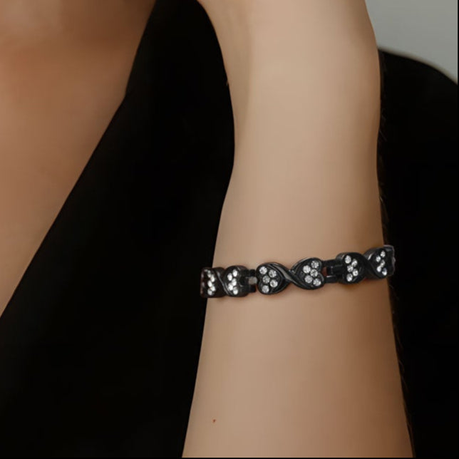 RainSo Powerful Women's Black Crystal Magnetic Therapy Bracelet