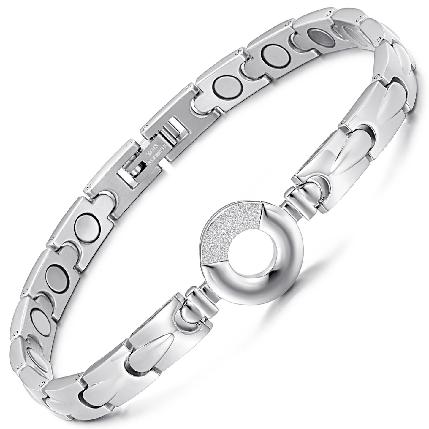 Rainso Titanium Steel Health Magnetic Therapy Bracelets Pain Relief for Arthritis