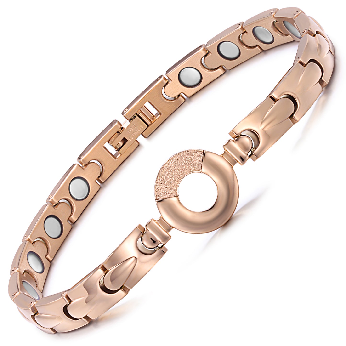 Rainso Titanium Steel Health Magnetic Therapy Bracelets Pain Relief for Arthritis