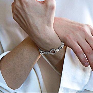 Womens Titanium Steel Magnetic Therapy Bracelets Pain Relief for Arthritis with Rhinestone