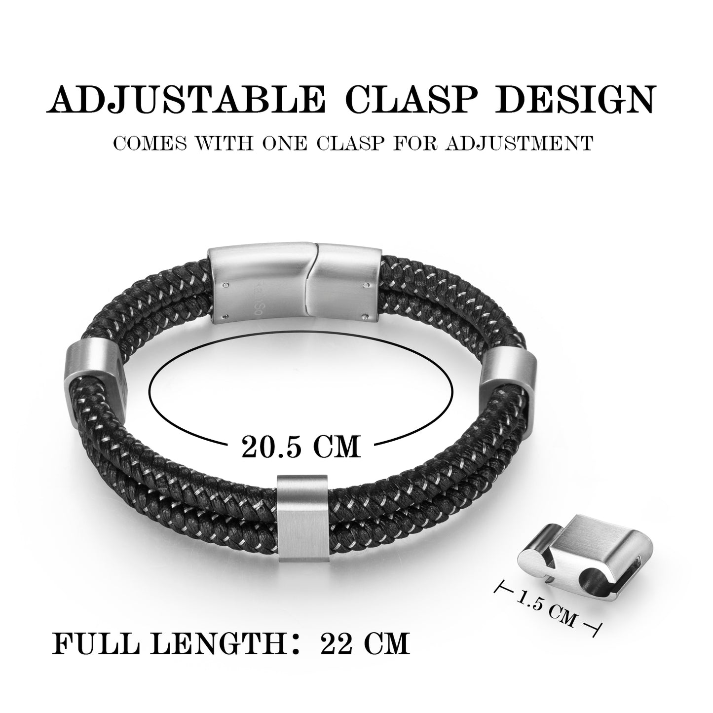 RAINSO Leather Powerful Magnetic Bracelet for Mens