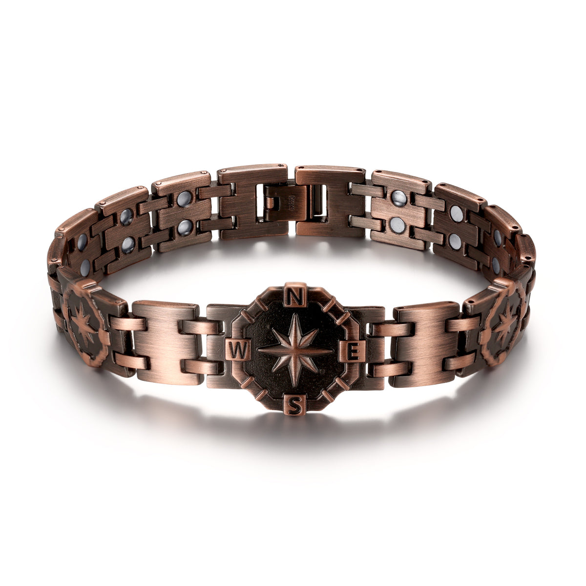 RainSo Strength 3800 Gauss Copper Magnetic Bracelet-Eight-Pointed Star Compass Design