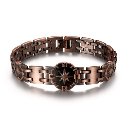 RainSo Strength 3800 Gauss Copper Magnetic Bracelet-Eight-Pointed Star Compass Design