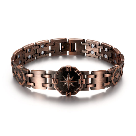 RainSo Strength 3800 Gauss Copper Magnetic Bracelet-Eight-Pointed Star Compass Design