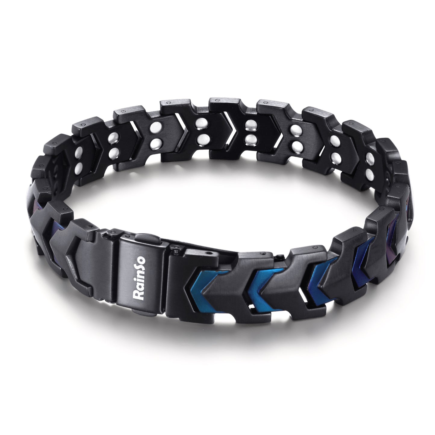 RainSo Men's Strength 3800 Gauss Magnetic Bracelet (Black Blue)