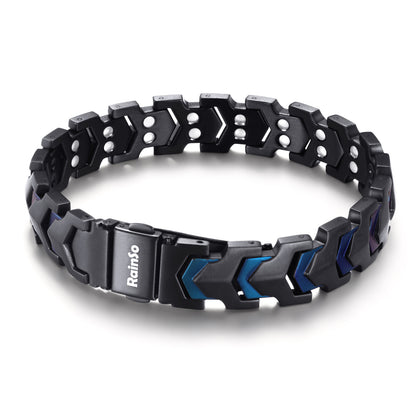 RainSo Men's Strength 3800 Gauss Magnetic Bracelet (Black Blue)