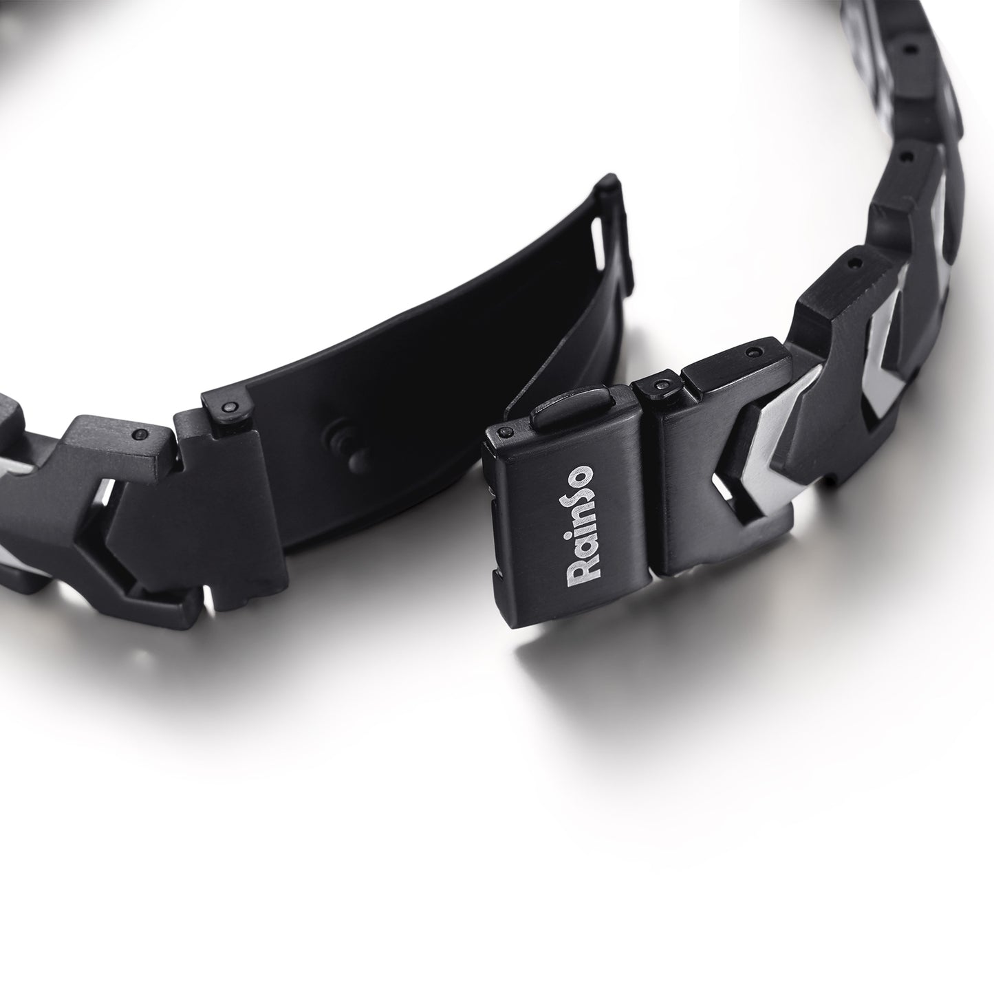RainSo Men's Strength 3800 Gauss Magnetic Bracelet (Black Silver)