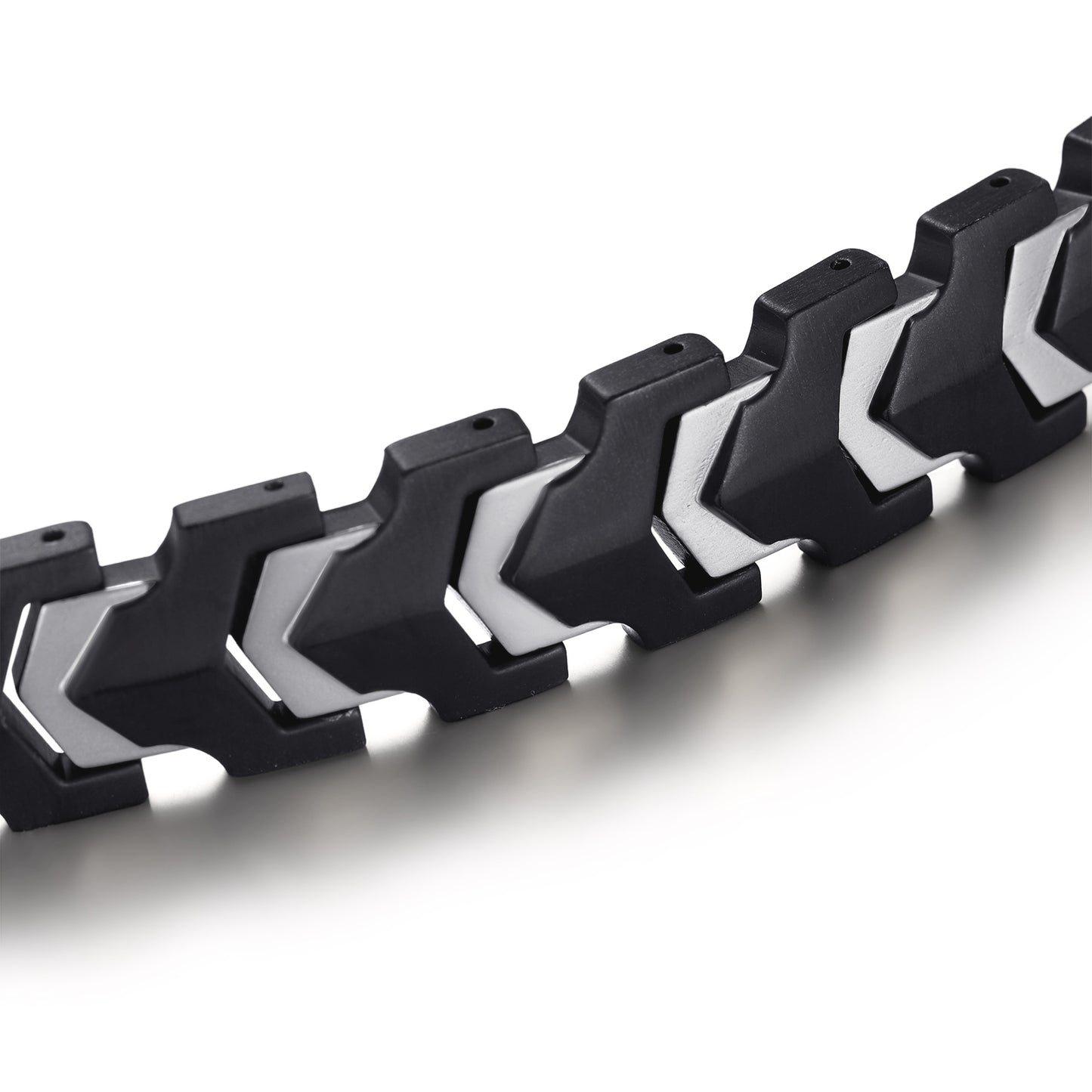 RainSo Men's Strength 3800 Gauss Magnetic Bracelet (Black Silver)
