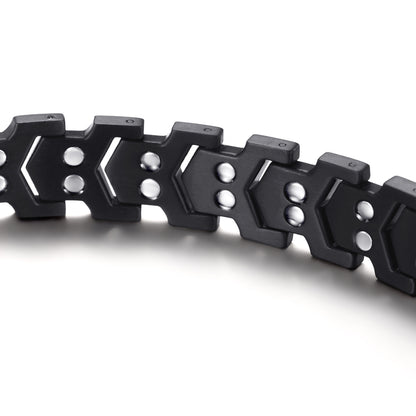 RainSo Men's Strength 3800 Gauss Magnetic Bracelet (Black Silver)