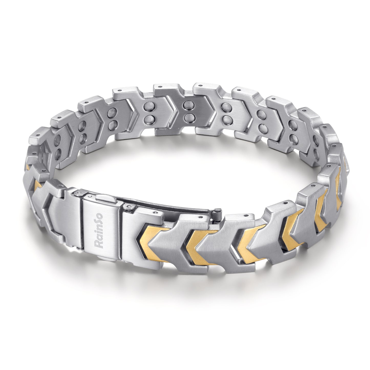 RainSo Men's Strength 3800 Gauss Magnetic Bracelet (Gold Silver)