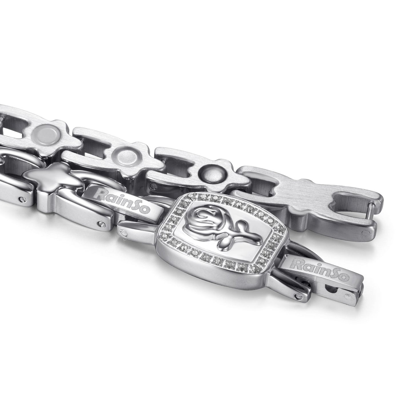 RainSo Ultra Strength Women Rose Magnetic Bracelet,White Diamond