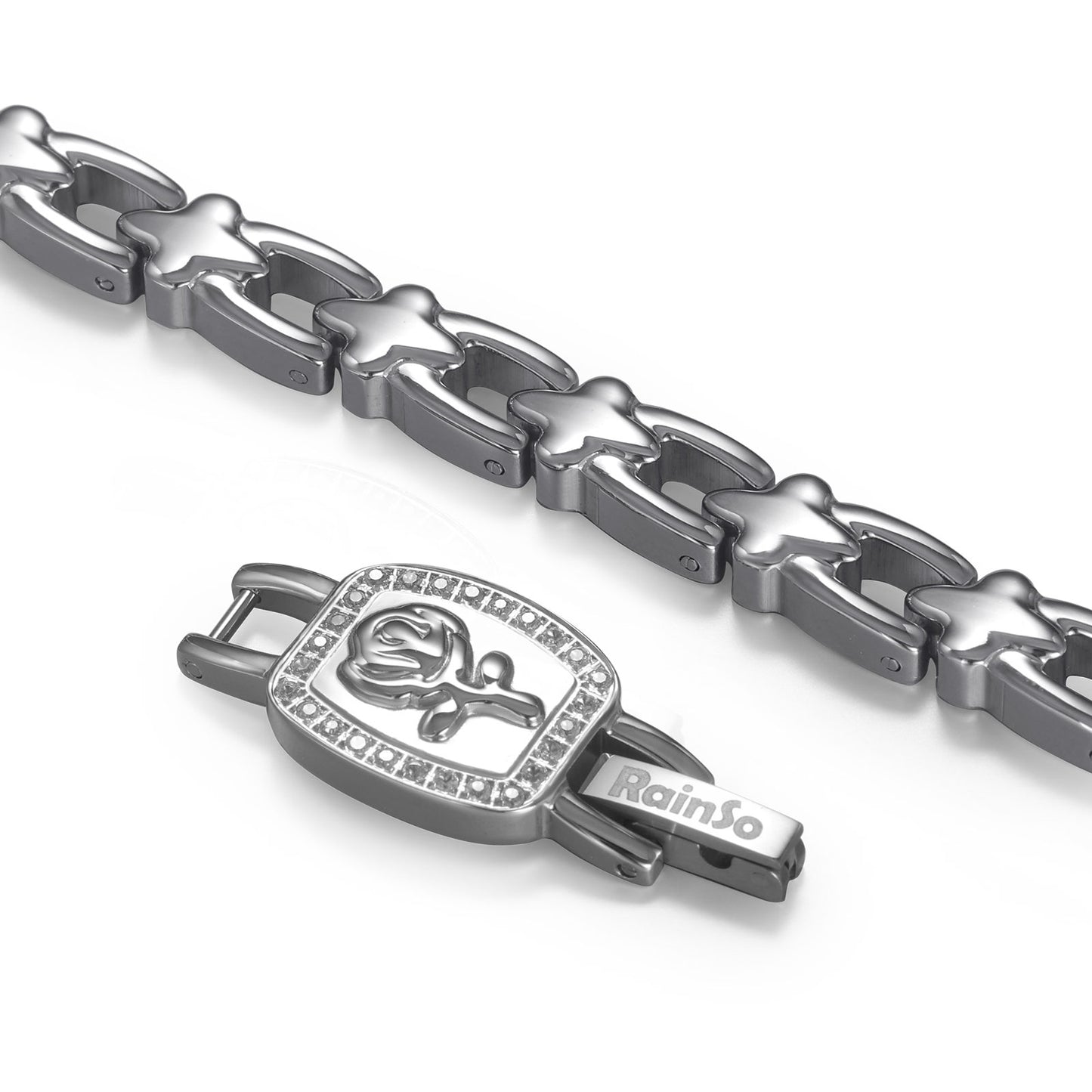 RainSo Ultra Strength Women Rose Magnetic Bracelet,White Diamond