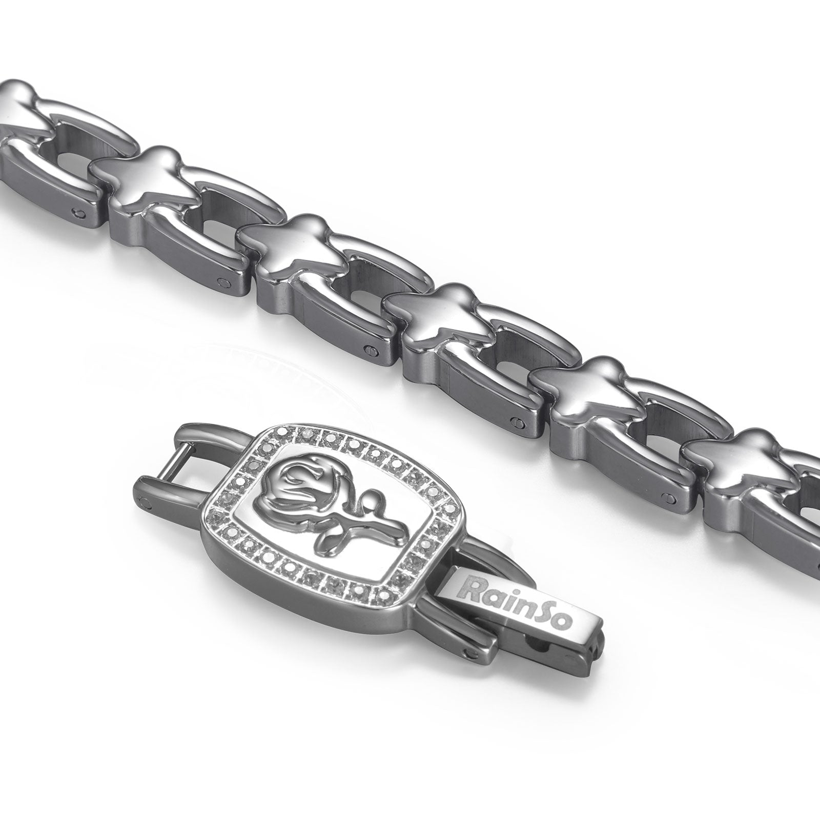 RainSo Ultra Strength Women Rose Magnetic Bracelet,White Diamond