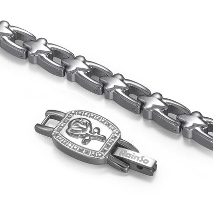 RainSo Ultra Strength Women Rose Magnetic Bracelet,White Diamond