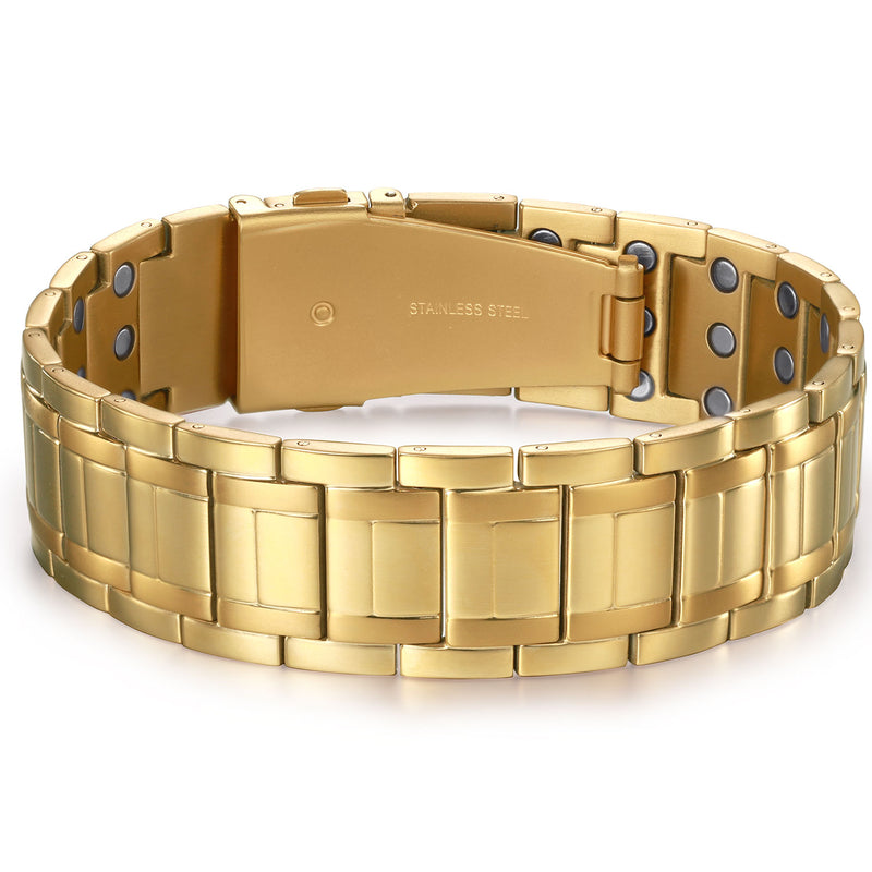 Powerful Strength Gold Stainless Steel 3X Magnetic Bracelet for Men
