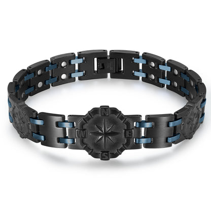 RainSo Men's Strength 3800 Gauss Magnetic Bracelet-Nautical Design (Black Blue)