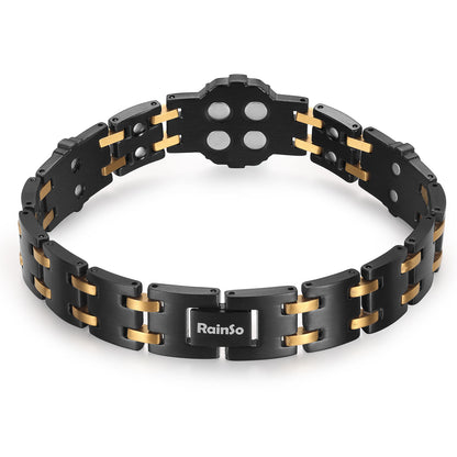 RainSo Men's Strength 3800 Gauss Magnetic Bracelet-Nautical Design (Black Glod)