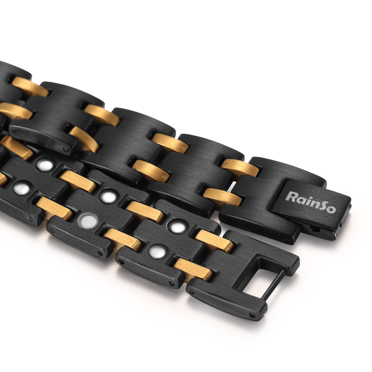 RainSo Men's Strength 3800 Gauss Magnetic Bracelet-Nautical Design (Black Glod)