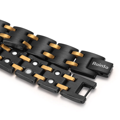 RainSo Men's Strength 3800 Gauss Magnetic Bracelet-Nautical Design (Black Glod)