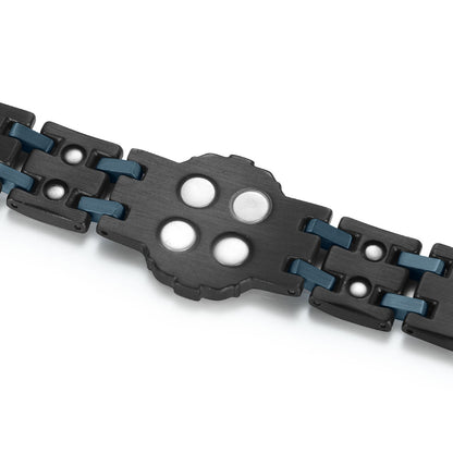 RainSo Men's Strength 3800 Gauss Magnetic Bracelet-Nautical Design (Black Blue)