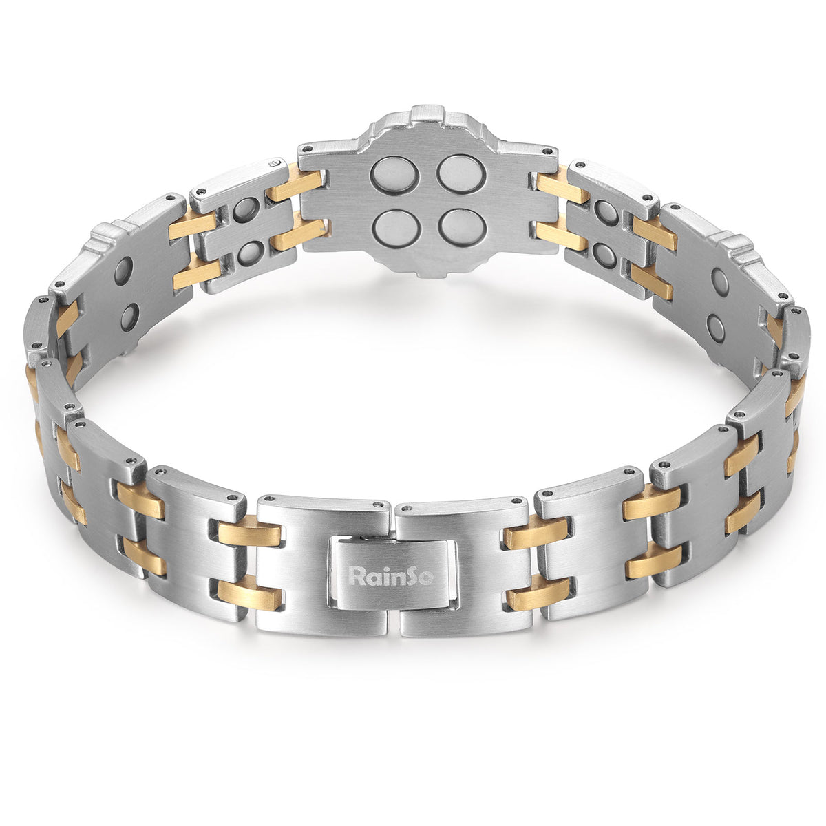 RainSo Men's Strength 3800 Gauss Magnetic Bracelet-Nautical Design (Silver Glod)