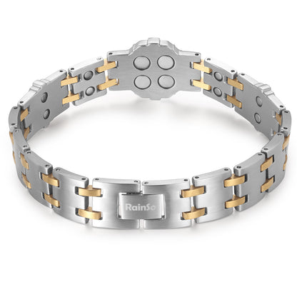 RainSo Men's Strength 3800 Gauss Magnetic Bracelet-Nautical Design (Silver Glod)