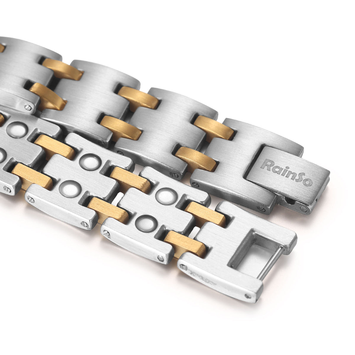 RainSo Men's Strength 3800 Gauss Magnetic Bracelet-Nautical Design (Silver Glod)
