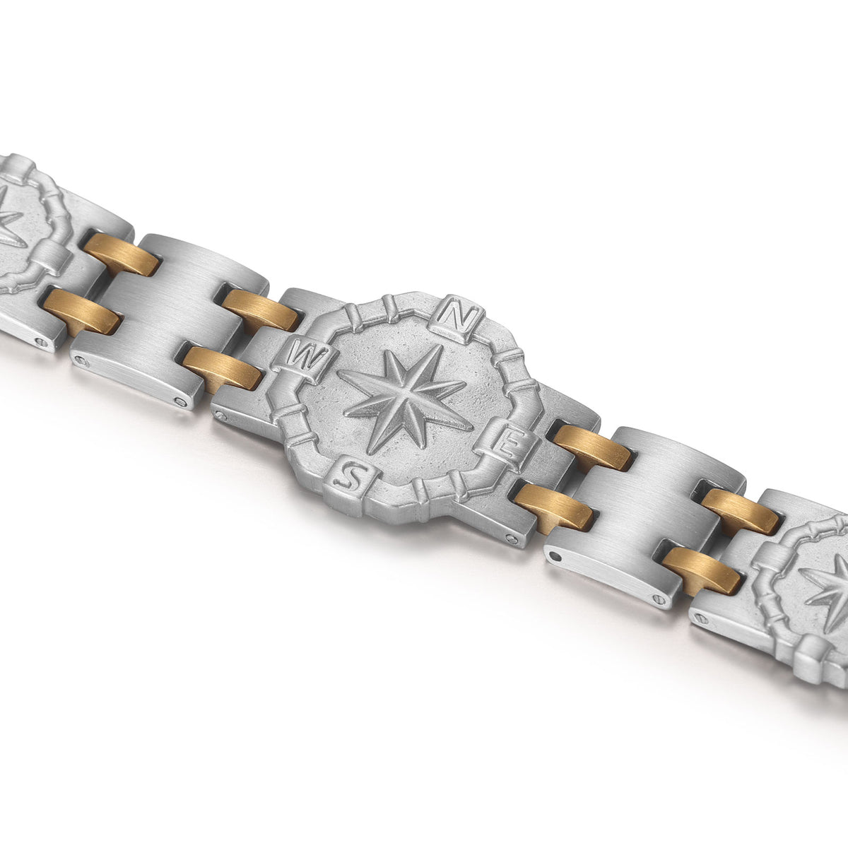 RainSo Men's Strength 3800 Gauss Magnetic Bracelet-Nautical Design (Silver Glod)