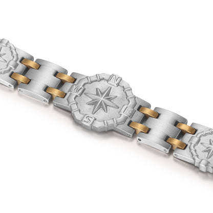 RainSo Men's Strength 3800 Gauss Magnetic Bracelet-Nautical Design (Silver Glod)